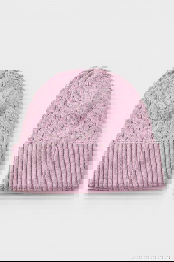 Coach Cable Beanie & Gloves Gift Set Faded Pink