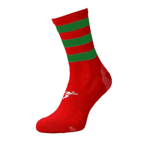 Precision Unisex Adult Pro Hooped Football Socks - Red/Green