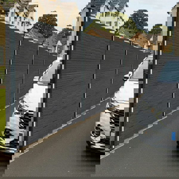 Monstershop Composite Fence Panel & LED Posts x 2 - Grey