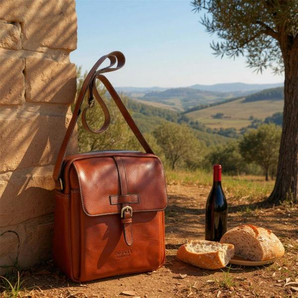 Infinity Leather Genuine Leather Vintage Crossbody Messenger Travel Bag - Ashby
