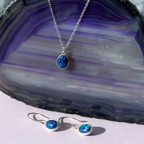 Otis Jaxon Jewellery Black Opal Sterling Silver October Birthstone Drop Earrings