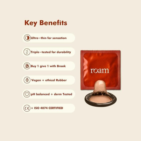Roam Libido For Him & Medium Brown Condom Bundle - Male Energy Pack - Gift Set
