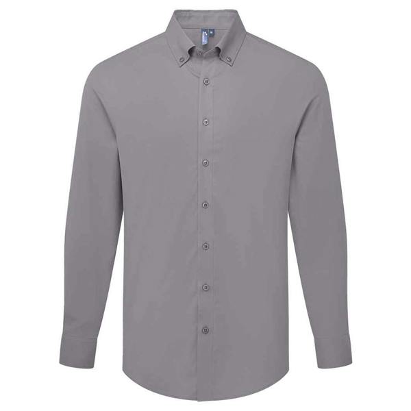 Premier Mens Supreme Oxford Long-Sleeved Formal Shirt - Steel