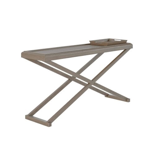 Wyld Haus Siena Grey Ages Oak Cross Frame Tray Console Table