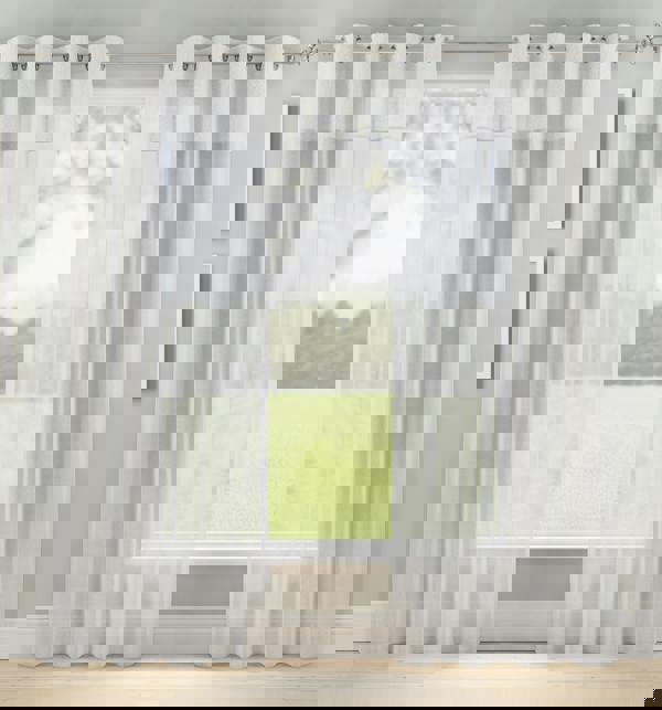 Tyrone Textiles Textured Fabric Header Voile Panels Pair with Eyelet Header