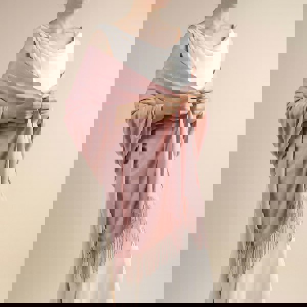 Antonia York Dusky Pink Pashmina Drew Super Soft Large Special Occasion Wrap with Tassels