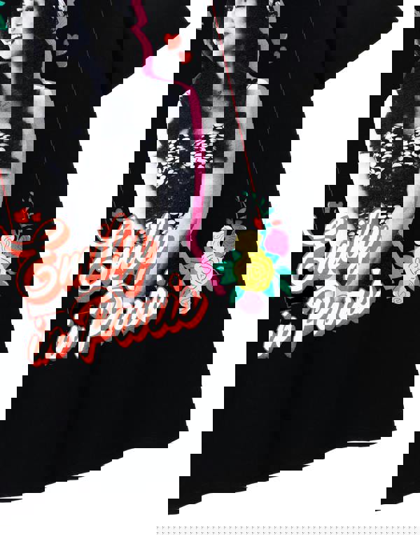 Emily In Paris Womens Black Floral Short Sleeved T-Shirt