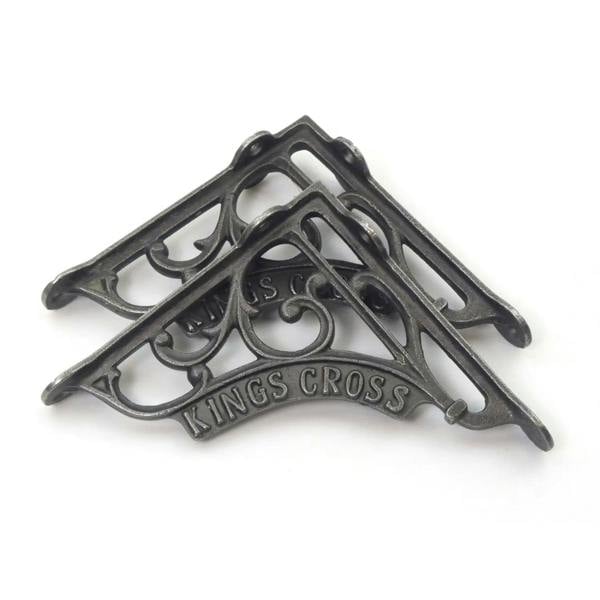 Pair of Antique Cast Iron London Kings Cross Shelf Brackets