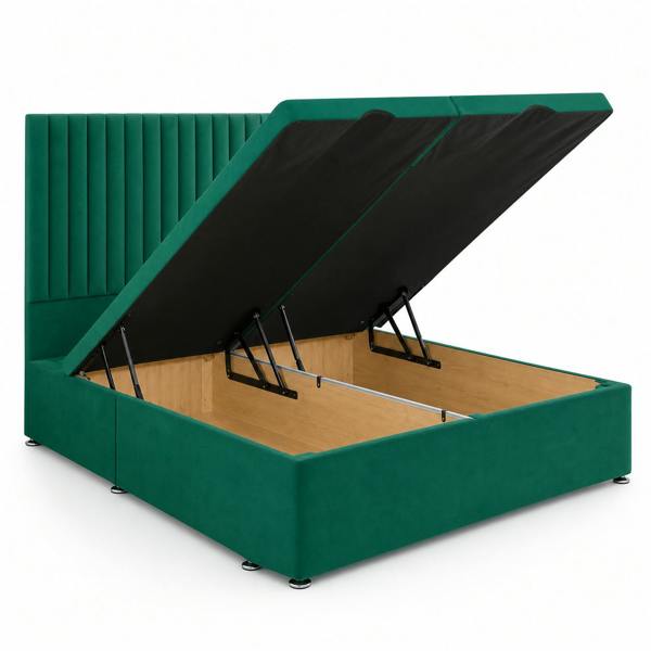 Great British Beds Ashton Divan Ottoman Bed - Green Plush