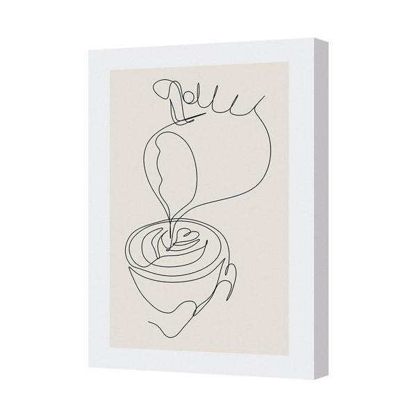 Benjamin Tate Design Contemporary Line Art Coffee Cup Canvas Print UK Made On Wooden Frame