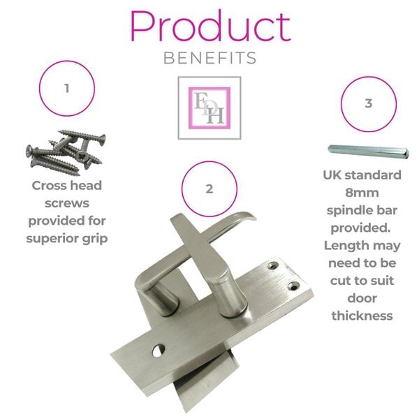 EDH Door Hardware Victorian Straight Satin Nickel Interior Bathroom Door Handles