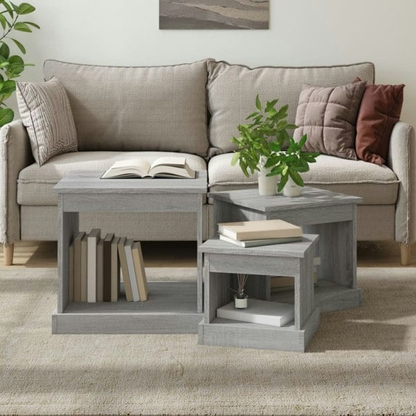 Berkfield Nesting Tables 3 pcs Grey Sonoma Engineered Wood