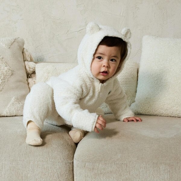 Mini Cuddles Little Bear Hooded Pramsuit (Cream)