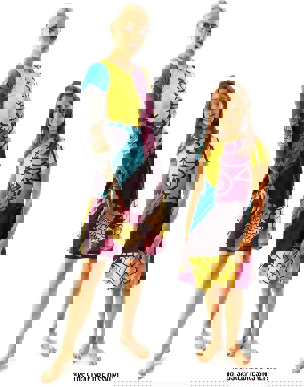 Disney The Nightmare Before Christmas Womens Black Sally Short Sleeve Skater Dress