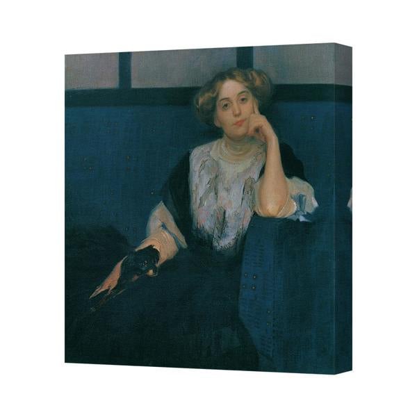 Benjamin Tate Design Contemporary Canvas Art Print Woman Portrait Blue Background Deep Frame