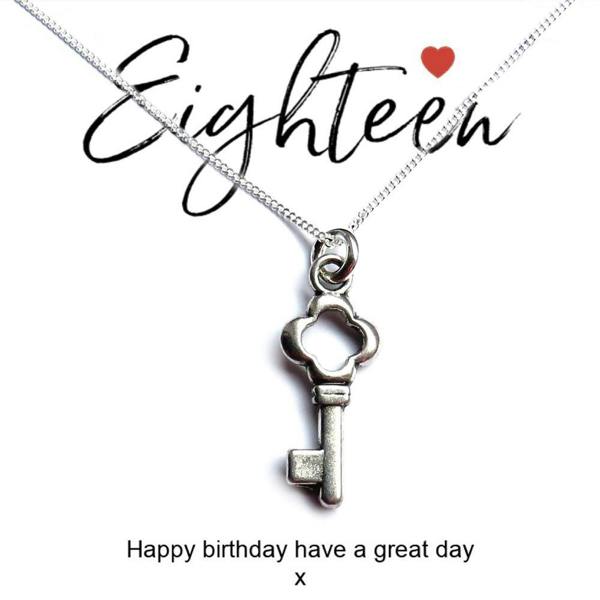 Aye Do Gifts 18th Birthday Key Necklace & Gift Card | 18th Birthday Gift UK
