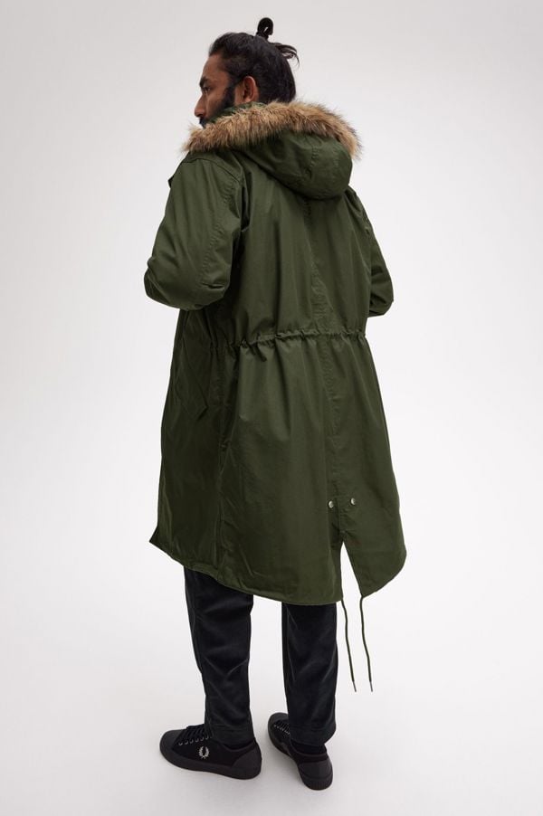 Fred Perry Hooded Parka Jacket - Green