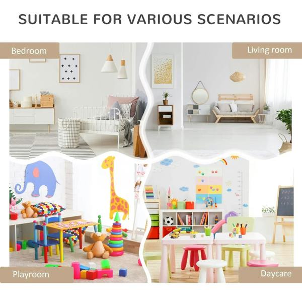 White kids book and toy organizer unit for playroom or daycare storage, open shelves