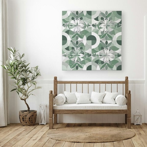 Warren Reed Geometric Pastel Green Canvas