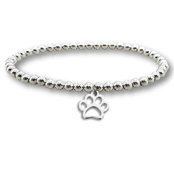 Aye Do Gifts Women's Paw Print Silver Beaded Bracelet