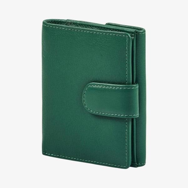 Stylish green trifold leather purse for women