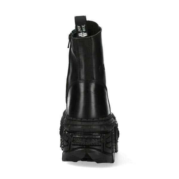 New Rock Black Goth Leather Boots-WALL083C-S5