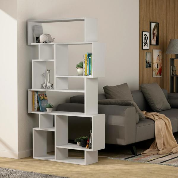 Decortie Karmato Modern Bookcase Display Unit with 10 Compartments 168.5cm Tall