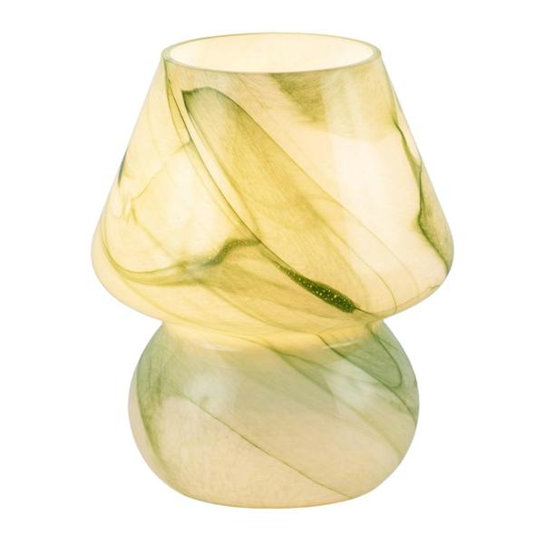 Modern Mini Mushroom Glass Table Lamp with Green Marble Effect Pattern Image 8