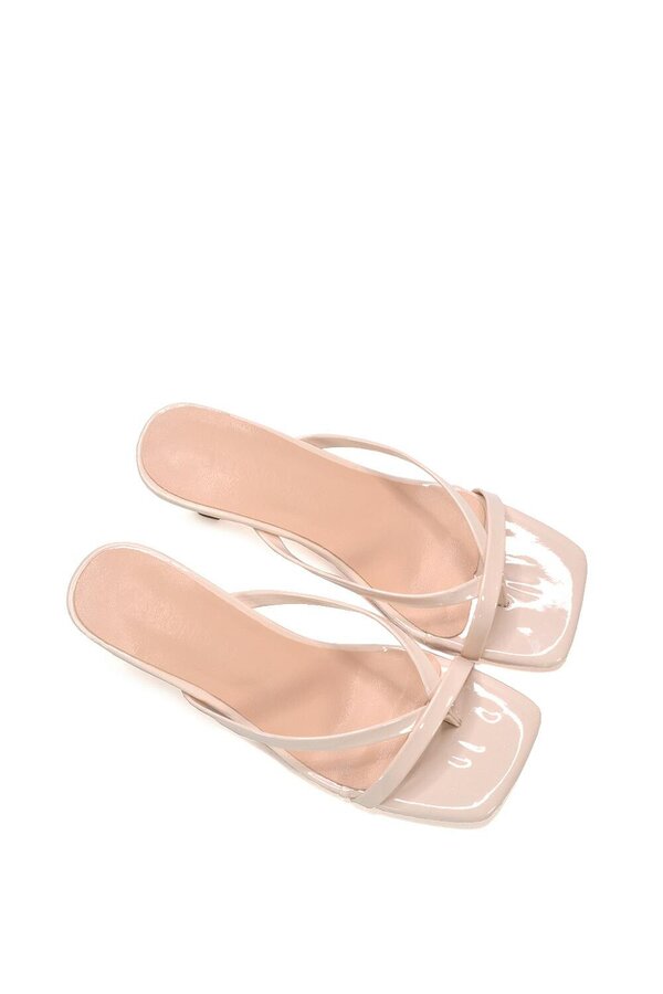 XY LONDON Kitten Heel Sandal Mules With Toe Post