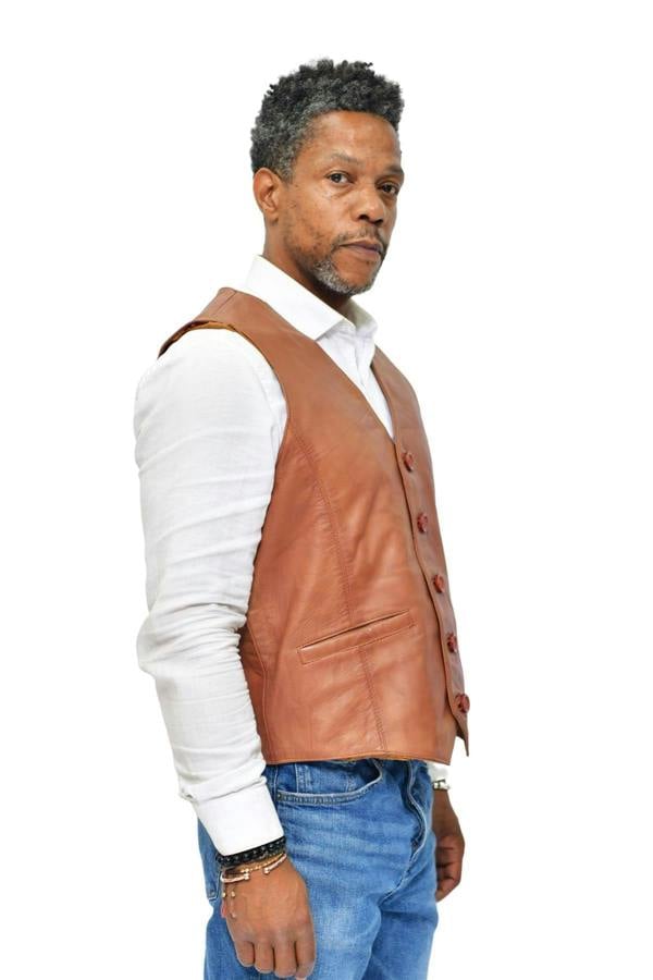 Infinity Leather Mens Classic Leather Waistcoat-Chester