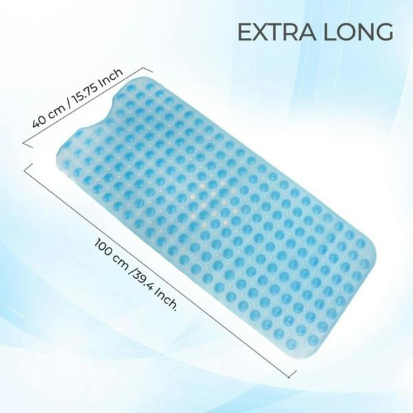 Top 3 Non-Slip Durable Bath Shower Mat with Suction Cups 40cm x 100cm Blue