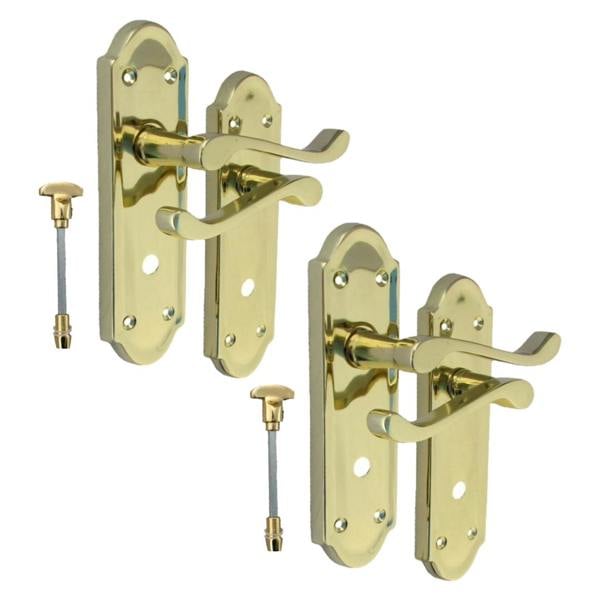 EDH Door Hardware Brass Door Handles - Askworth Internal Door Handles with Bathroom Sash Lock