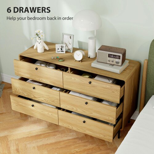 Wyld Haus Naniba Wood Oak Finish 6 Drawer Storage Chest