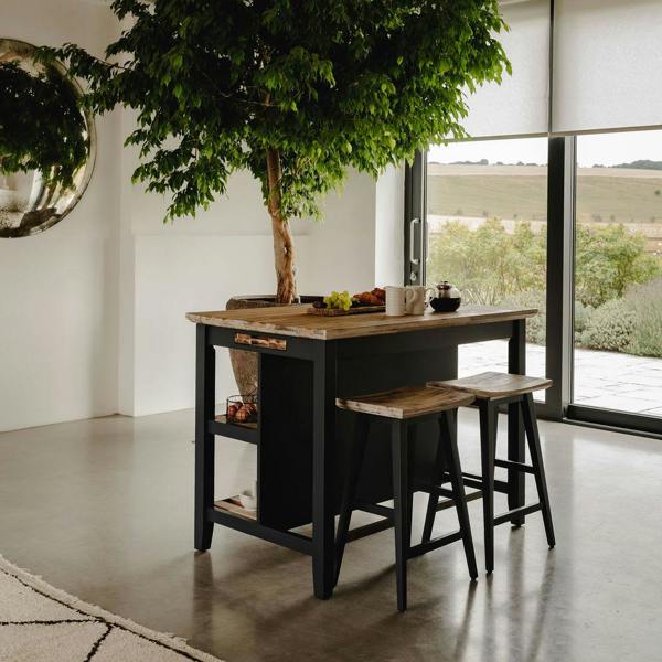 Statement Furniture Florence Breakfast Bar Kitchen Island with Shelves