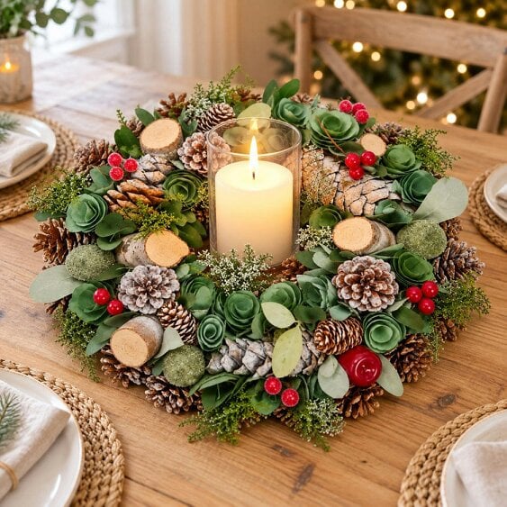 Neo Christmas Woodland Wreath Front Door 50 cm