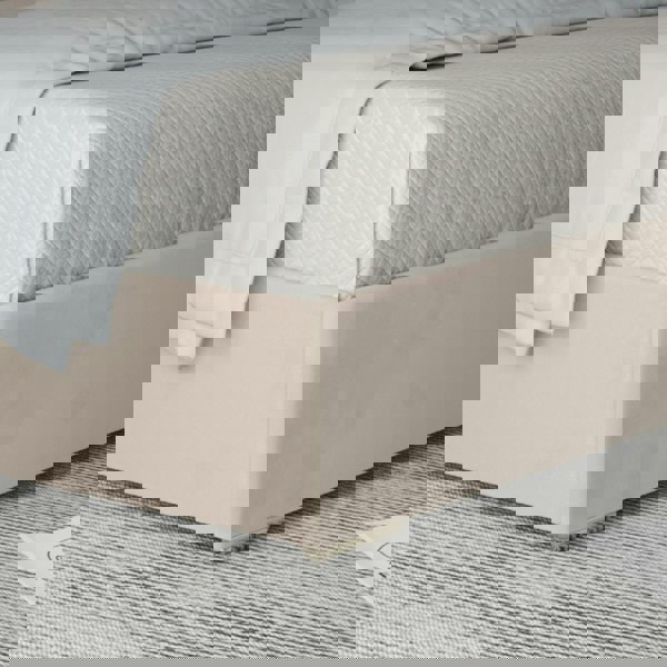 Casa Magna Mayfair Upholstered Soft Velvet Metal Bed Frame - Cream