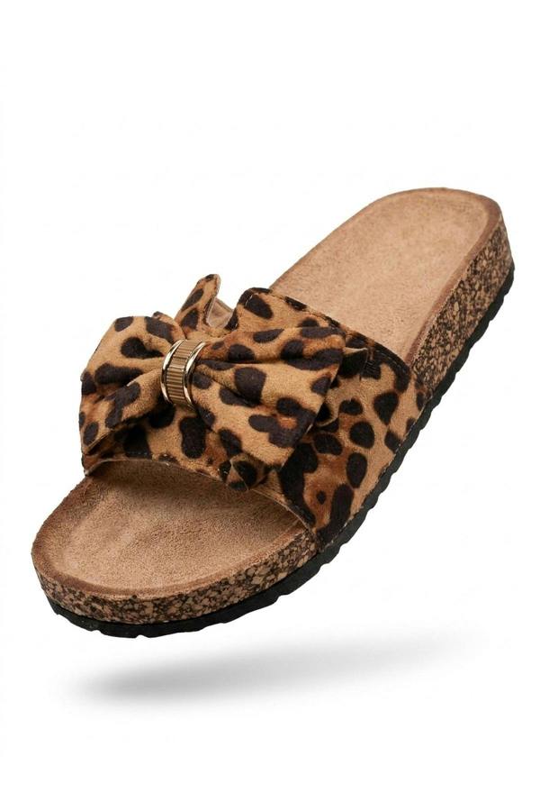 Saoirse Leopard Print Bow Detail Cork - Leopard