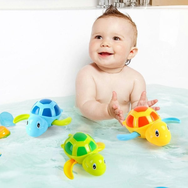 deAO Toys Floating Wind-Up Sea Turtle Bath Toys for Toddlers-Interactive Swimming Turtles