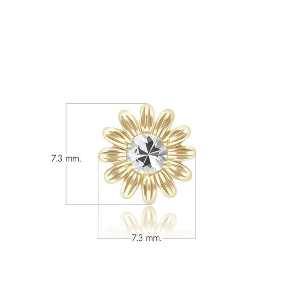 Gemondo Gardenia Daisy White Sapphire Floral Halo Flower Pin in Solid 9ct Yellow Gold