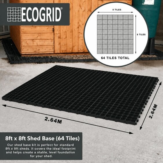 EcoGrid Shed Base Kits - Garden Shed Base with Weed Membrane - 8ft x 8ft