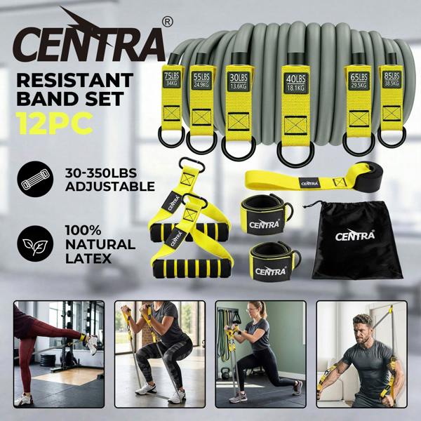 Centra Resistance Bands Set with Handle Latex Home Crossfit Yoga Tube Strength Training
