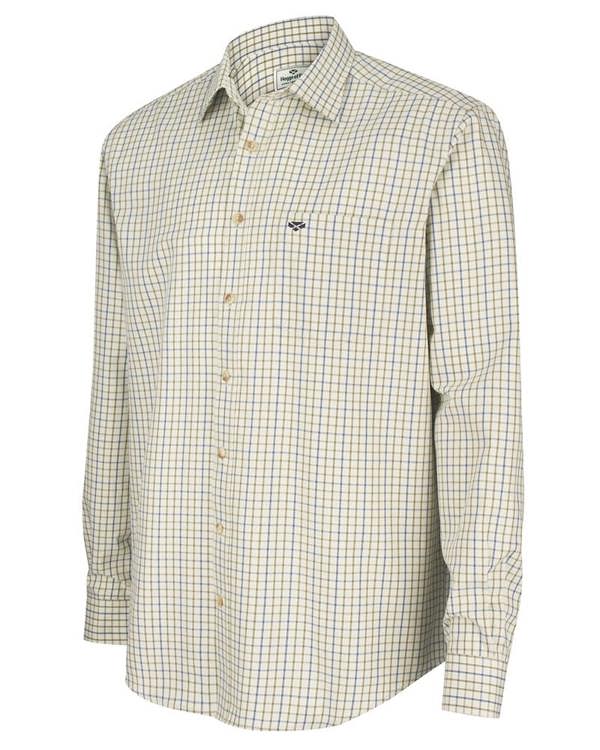 Hoggs of Fife Inverness Tattersall shirt in navy and white check, classic long sleeve country shirt for farming or outdoor occasions