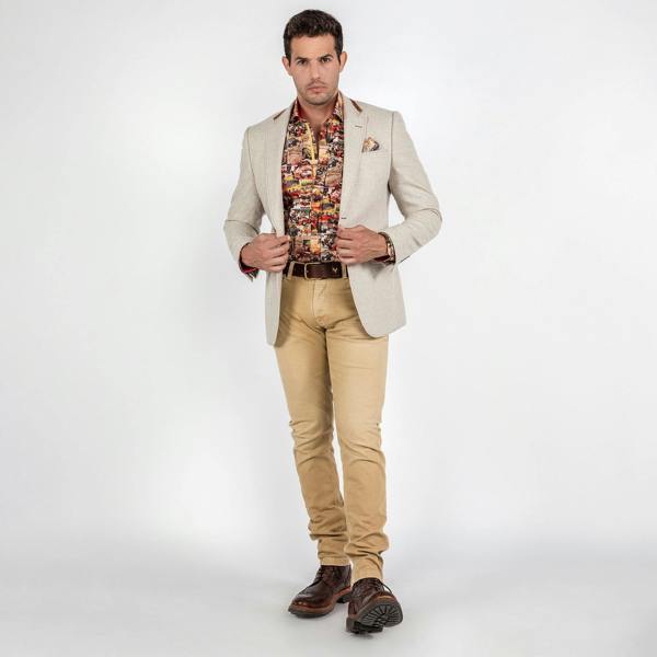 SIGNATURE EQUESTRIAN JACKET WITH MONACO LINING – Premium Men's Patterned Shirt by Claudio Lugli | Bold Design, Tailored Fit, Best Printed Shirts
