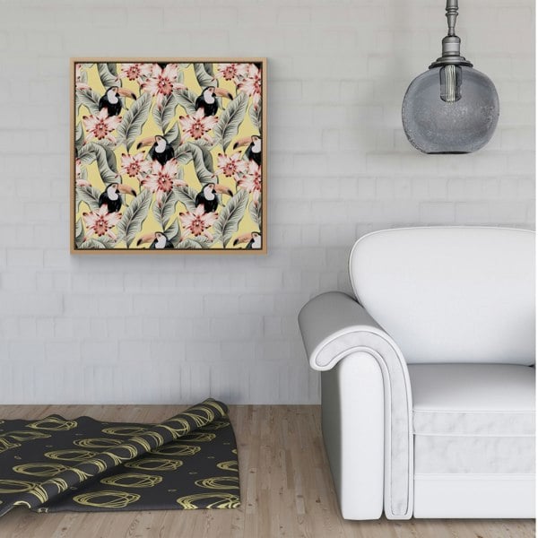 Warren Reed Toucans, Orchids And Palm Leaves Framed Canvas