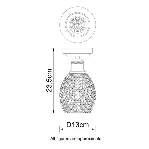 COSYLYTE Auburn Bathroom Faceted Glass Ceiling Flush Light