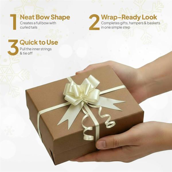 50mm Ivory Pull Bows, 10 Pack to 60 Pack Ribbon Gift Bows for Wrapping, Hampers and Party Décor image 3