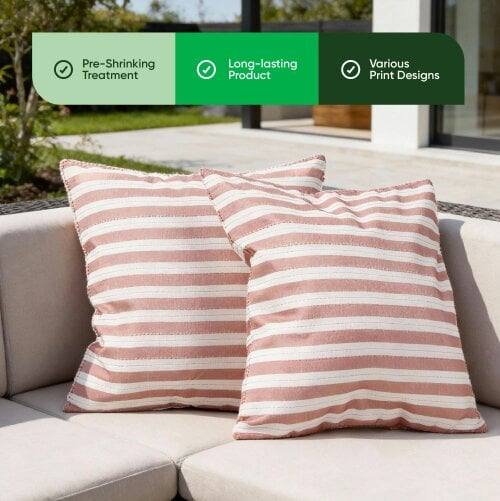 Gardenwize Pair of Outdoor Scatter Cushions - Red Stripe Design