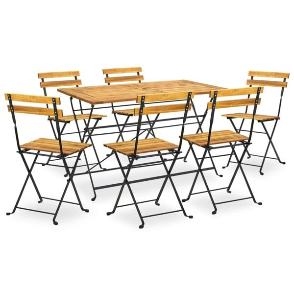 Berkfield 7 Piece Folding Outdoor Dining Set Solid Acacia Wood
