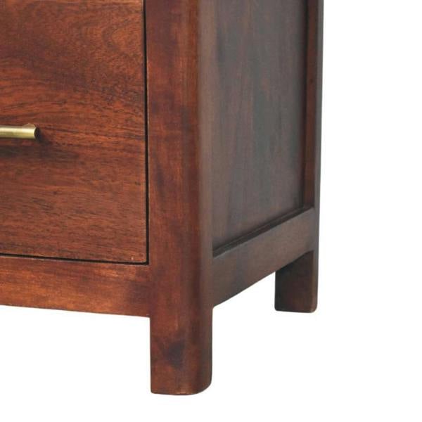 Artisan Furniture Solid Wood Arched Edge 1 Drawer Bedside, 1 Open Slot, Brown