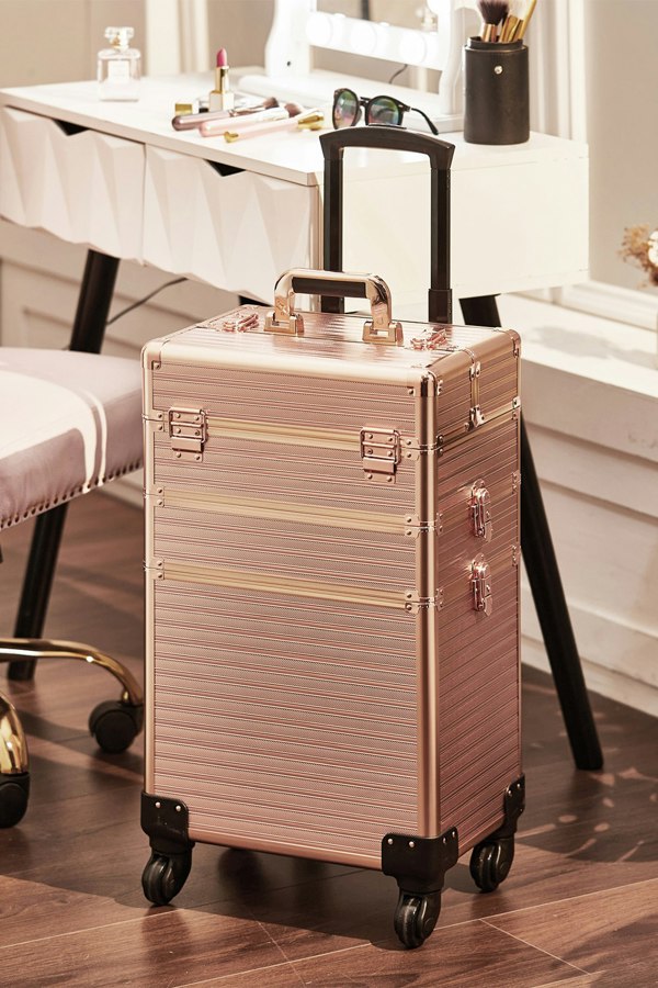 Living and Home 3 in 1 Professional Rolling Cosmetic Train Case Trolley Case Beauty Storage Box for Hairdressing Beauty